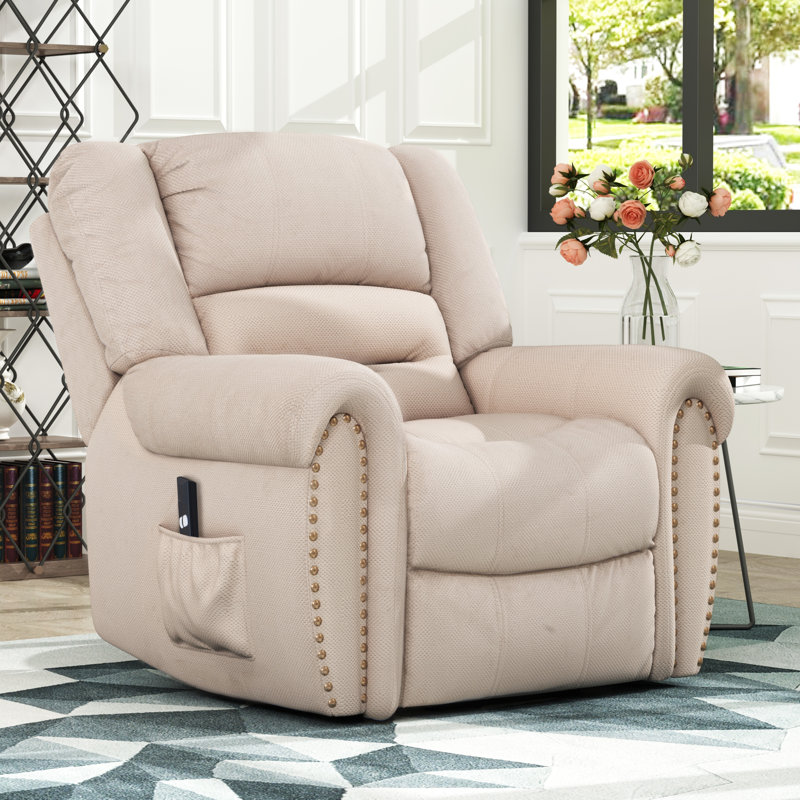Red Barrel Studio® Beige Electric Power Lift Recliner Chair With Remote